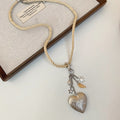 Cord Necklace with Clear Heart and Metal Charms Fashion Jewelry view 7
