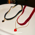 Black Velvet Choker with Red Heart Pendant Jewelry Accessory view 4