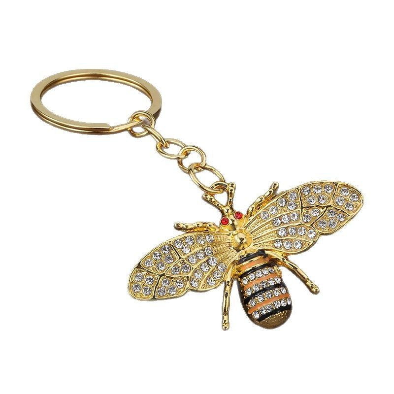 Bee Crystal Rhinestone Metal Keychain for Car Bag Backpack Accessory