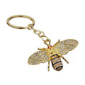Clear Stone Bee Metal Keychain In Silver And Gold Tones view 5