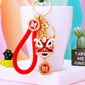 Jeweled Lion Dance Keychains with Fortune and Loose Heart Loop Options view 6