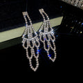 Silver Tone Openwork Crystal Chandelier Earrings Decorative Jewelry view 7