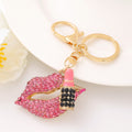 Rhinestone Lips Lipstick Keychain Metal Red Lip Bag Charm view 5