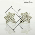 Silver Maple Leaf Stud Earrings Pavé Clear CZ Stones view 5