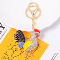 Rhinestone Rooster Keychain Gold Ring Enamel Tail One Style view 2