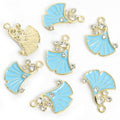 Enamel Ginkgo Leaf Charms with Pearls in Six Colors view 10
