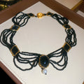 Layered Beaded Lace Collar Necklace in Three Colors view 6