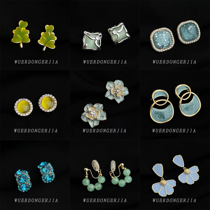 Assorted Gold Clip-On Earrings Enamel Stone Crystal