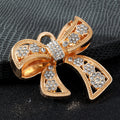 Pave Rhinestone Bow Charm Pendant Gold Tone Two Colors view 6