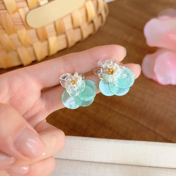 Translucent Shell Flower Stud Earrings In Three Pastel Colors