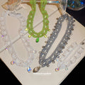 Seed Bead Lace Choker Necklaces Crystal Teardrops Bracelet view 2