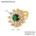 Gold Sunflower Open Rings Red Or Green Center Zircon view 7
