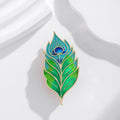 Aqua Green Leaf Enamel Metal Brooch Pin for Jackets and Lapels view 4