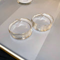Wide Textured Hoop Earrings in Gold and Silver Tones view 7