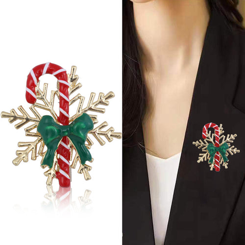 Candy Cane Snowflake brooch displayed at a slight angle