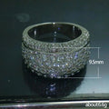 Silver Tone Multi Row Clear Stone Wide Band Statement Ring view 5