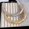 Wide Polished Collar Necklace in Gold Tone or Silver Tone view 4