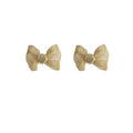 Mesh Fabric Bow Stud Earrings With Round Metal Disc view 5