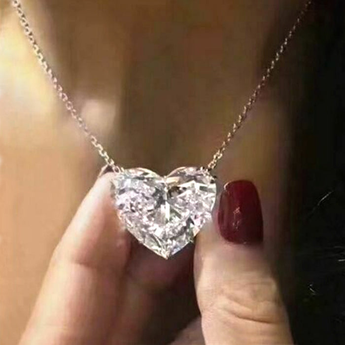 Heart-Shaped Solitaire Pendant Necklace In Six Stone Colors