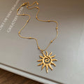 Openwork Sun Pendant Necklace In Two Metal Tones Jewelry Design view 6