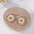 Gold Pressed Flower Resin Drop Earrings Mushroom Daisy 4 Styles view 8