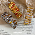 Teardrop Enamel Stretch Bracelets Gold Silver Tones view 4