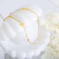 Gold Clover Station Necklace With Clear Round Zircons view 2