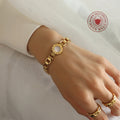 Steel Roman Numeral Dial Bracelet Shell Center Link Band view 4