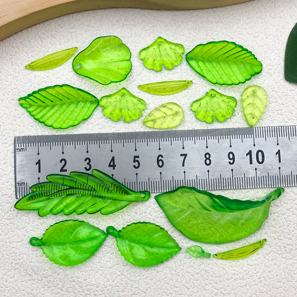 Acrylic Transparent Green Leaf Charm Pendant for DIY Earrings Necklace Hair Accessories
