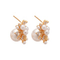 Gold and Silver Tone Pearl Firework Cluster Stud Earrings view 5