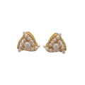 White Faux Pearl Cluster Rounded Triangle Stud Earrings view 5