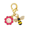 Enamel Bee Flower Smile Keychain Gold Clasp Five Colors view 6