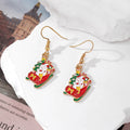 Christmas Enamel Dangle Earrings Gold Hooks 8 Styles view 8