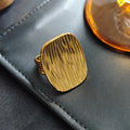 Large Wavy Square Face Open Ring in Gold Tone or Silver Tone view 3