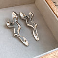 Abstract Open Drop Earrings in Gold and Silver Tones view 7