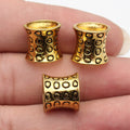 13x13x12mm 2.3g Antique Gold Zinc Alloy Irregular Ring Textured Tube Dreadlock Beads for Hair Jewelry