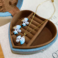 White Blue Enamel Pearl Starfish Necklace Earring Set view 6