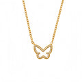 Stainless Steel Pave Zircon Butterfly Outline Necklace Gold Steel view 5