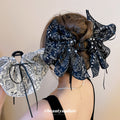 Bandana Print Fabric Pearl Bow Hair Claw Clip 2 Styles view 3