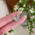 Silver Tone Butterfly Ear Cuff With Clear Stones Single Cuff view 3