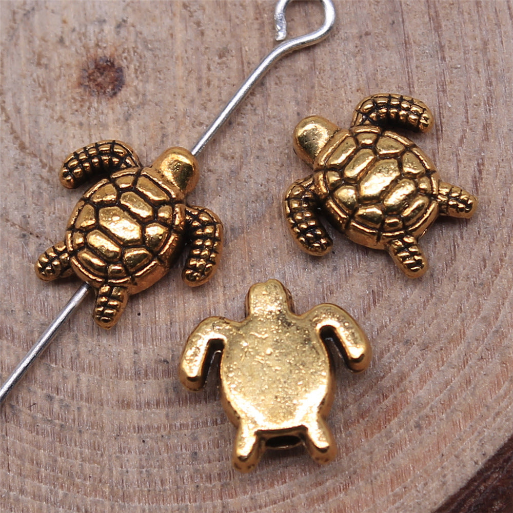 10x10mm 0.8g Antique Gold Zinc Alloy Turtle Loose Metal Beads for Bracelet DIY Jewelry Making