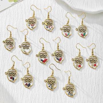 Santa Face Pressed Flower Drop Earrings in Seven Pictured Designs