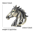 Antique Bronze Horse Head Brooch Green Crystal Eye Pin view 6