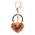 Gold-Tone Heart Rose Keychain With Multicolor Faceted Stones view 5