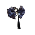 Ink Print Mesh Bow Hair Claw With Long Black Tassel In Two Colors view 5
