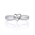 Double Heart Pave Band Ring In Gold And Silver Tones view 1