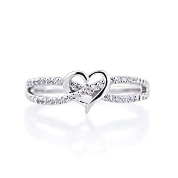 Double Heart Pave Band Ring In Gold And Silver Tones