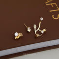 Gold Geometric Cube Crystal Ear Jacket Earrings Pair view 6
