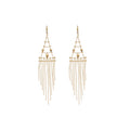 Triangle Chain Fringe Hook Earrings in Gold and Silver view 5