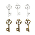 Ornate Skeleton Key Charms in Antique Silver and Bronze Tones view 5
